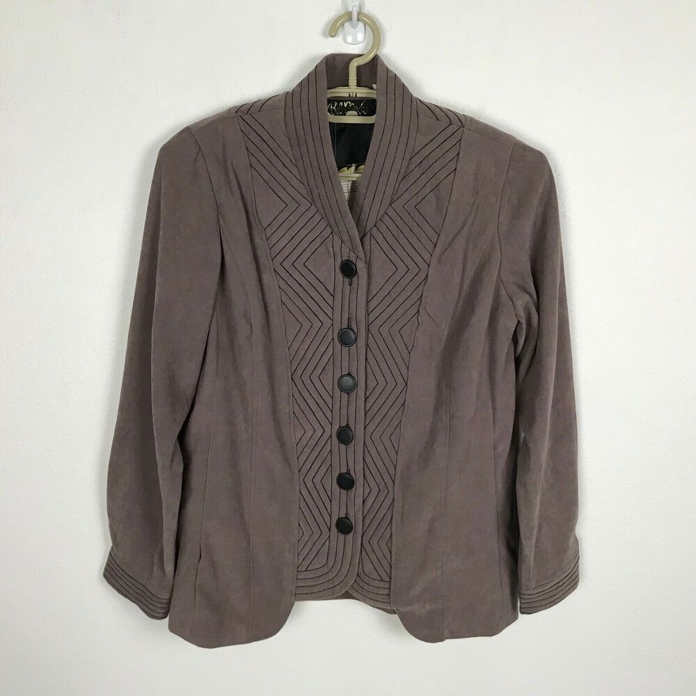 Bob‎ Mackie Wearable Art Taupe Blazer Stitched Size XS Polyester Spandex